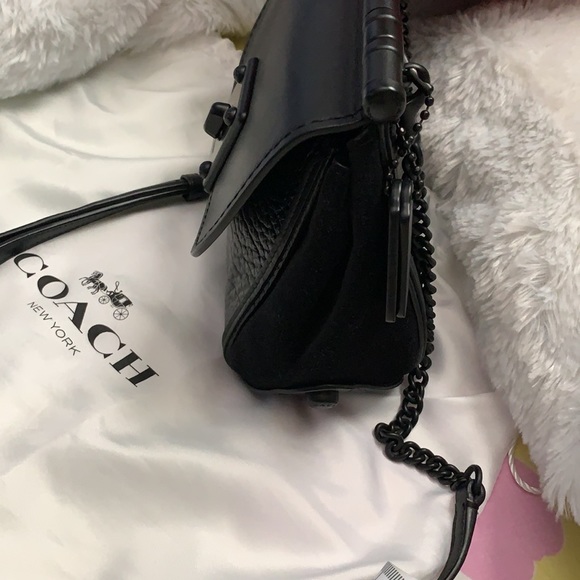 coach black leather bag, suede on both side - Picture 6 of 9